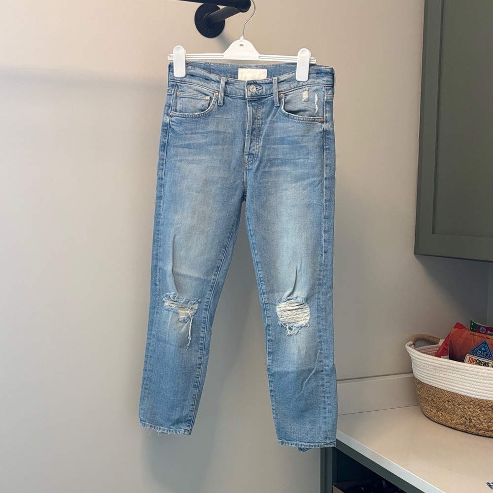 MOTHER Superior The Scrapper Ankle Jeans Relaxed Straight Size 26 Light wash